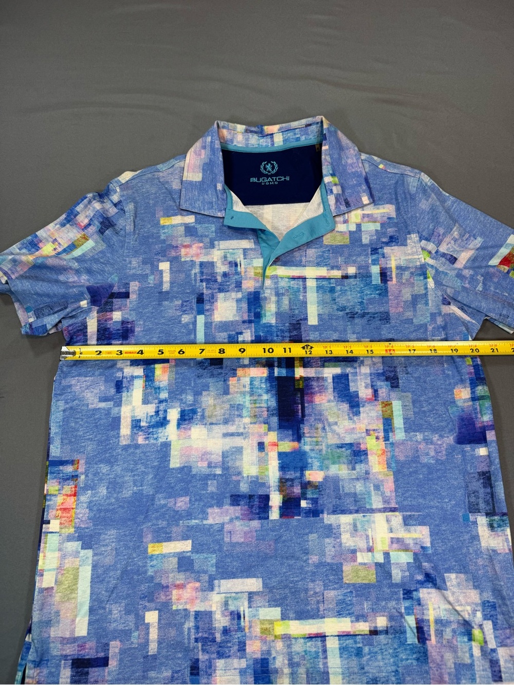 Bugatchi Multicolor Pixel-Print Polo in Blue - Picture 5 of 6